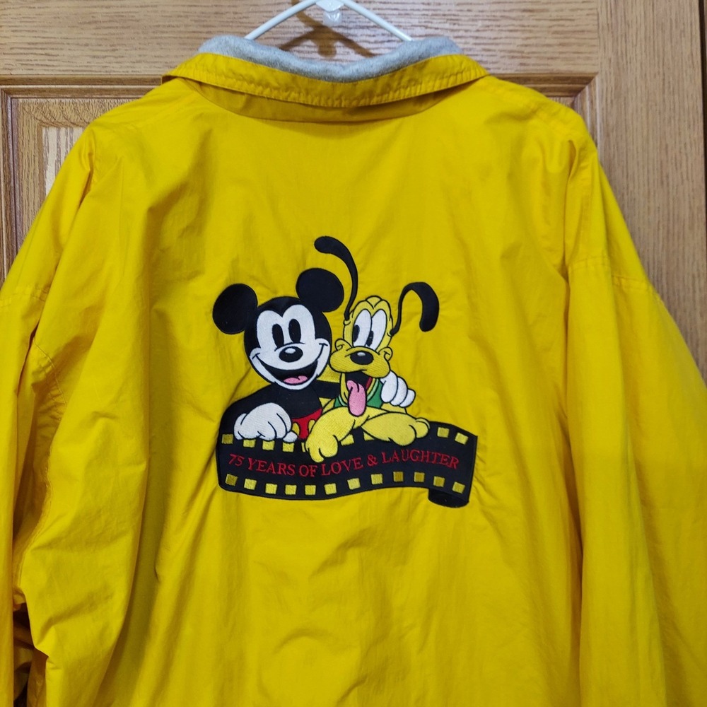 Vintage 1998 Disney 75 years Mickey Pluto Jacket Dunbrooke Sport Yellow Mens XL - Picture 1 of 16